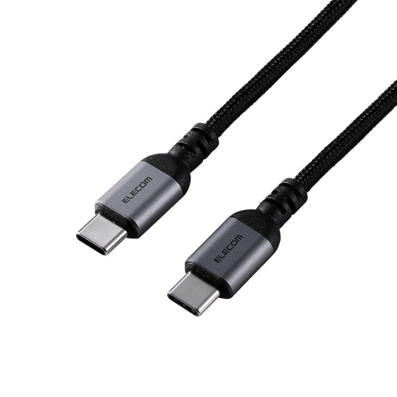 ELECOM USB2.0 Cable Type-C to C/20V/5A(100W)/MPA-CCASAN/0.5m/1m/2m/Black/White/Resistant to breakage