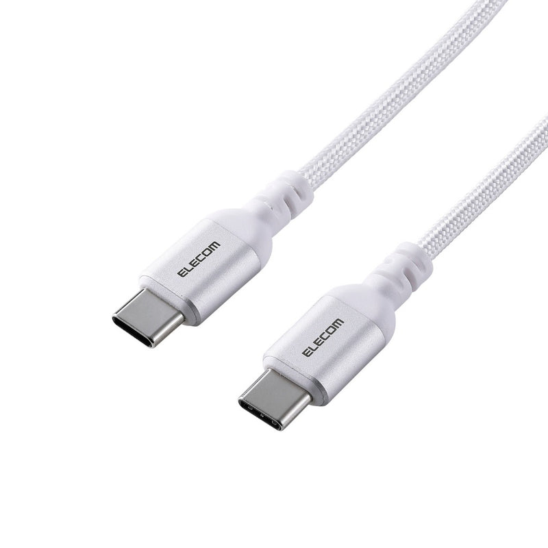ELECOM USB2.0 Cable Type-C to C/20V/5A(100W)/MPA-CCASAN/0.5m/1m/2m/Black/White/Resistant to breakage