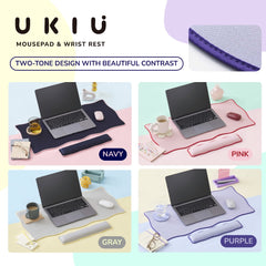 ELECOM UKIU Wavy Dual tone Mouse Pad/Desk Mat/Wrist Rest/Navy/Pink/Gray/Purple
