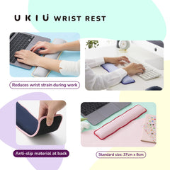 ELECOM UKIU Wavy Dual tone Mouse Pad/Desk Mat/Wrist Rest/Navy/Pink/Gray/Purple