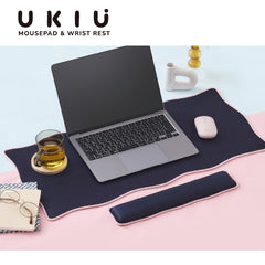 ELECOM UKIU Wavy Dual tone Mouse Pad/Desk Mat/Wrist Rest/Navy/Pink/Gray/Purple