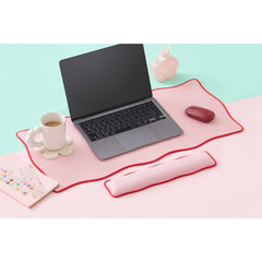 ELECOM UKIU Wavy Dual tone Mouse Pad/Desk Mat/Wrist Rest/Navy/Pink/Gray/Purple