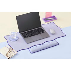 ELECOM UKIU Wavy Dual tone Mouse Pad/Desk Mat/Wrist Rest/Navy/Pink/Gray/Purple