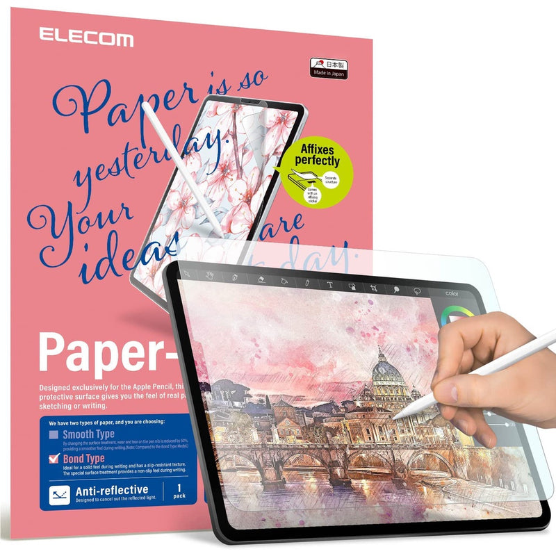 ELECOM BOND PAPER-LIKE Film for iPad Air Mini Pro 2018-2024 / Anti-reflection Screen Protector