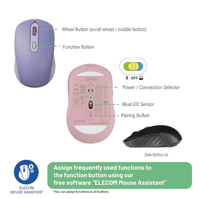 OSMOD Six Duo Connection Rechargeable Mouse/ MY35 Series /Bluetooth/USB/Multi-pairing/Silent