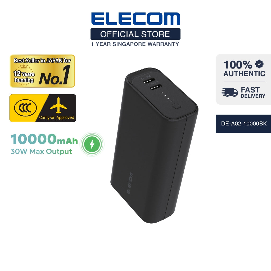 ELECOM CCC Certified Power Bank 10000mAh 30w Output PD 2Type-C Port Ca ...