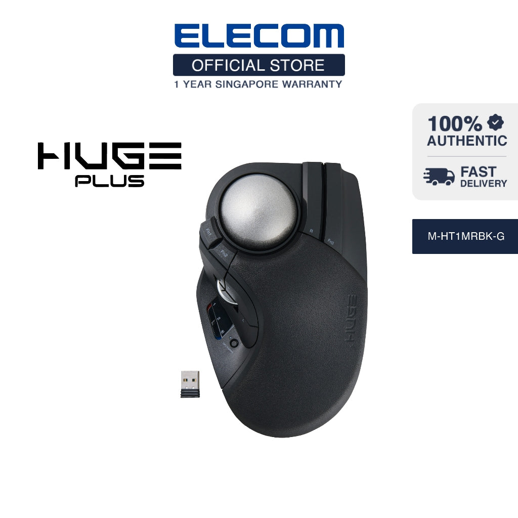 ELECOM Trackball Mouse HUGE PLUS Silent, 3 Connection, Rechargeable, M ...