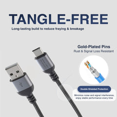 ELECOM USB2.0 Nylon Cable Type-A to Type-C/MPA-ACASAN/0.5m/1m/2m/Black/White