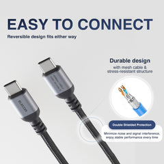 ELECOM USB2.0 Cable Type-C to C/20V/5A(100W)/MPA-CCASAN/0.5m/1m/2m/Black/White/Resistant to breakage