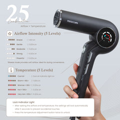 ELECOM Tescom Protect Ionic BLDC Hair Dryer/TD980SG/Light Weight/High Power 1500W/BLDC Motor/Salon Use