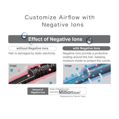 ELECOM Tescom 2 Way Nozzle Negative Ion Hair Dryer TID1100SG/High Power 1500W/2 Settings/Easy Care