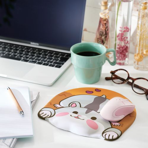 Animal Mouse Pad with Wrist Rest "Mochimochi Face" MP-AN03 Series (3 Design)