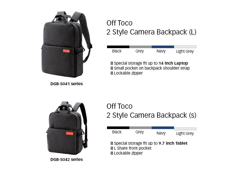 OFF TOCO Camera Backpack 9.7inch DGB-S042 Series (4 Colors)