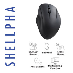 SHELLPHA Bluetooth Connection Mouse with Silent Click Anti-Bacterial Blue LED M-SH10/20/30BBSK Series
