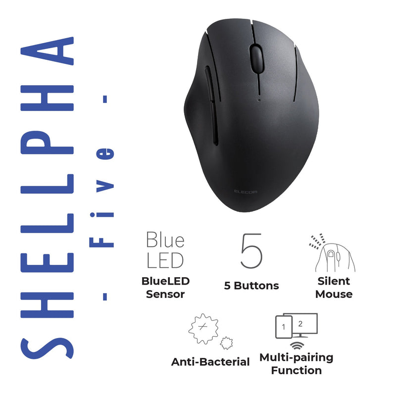 SHELLPHA Bluetooth Connection Mouse with Silent Click Anti-Bacterial Blue LED M-SH10/20/30BBSK Series