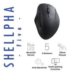 SHELLPHA Bluetooth Connection Mouse with Silent Click Anti-Bacterial Blue LED M-SH10/20/30BBSK Series