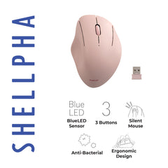 SHELLPHA Wireless USB Connection Mouse with Silent Click Anti-Bacterial Blue LED M-SH10/20/30DBSK Series