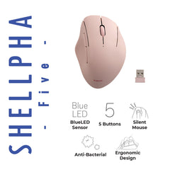 SHELLPHA Wireless USB Connection Mouse with Silent Click Anti-Bacterial Blue LED M-SH10/20/30DBSK Series