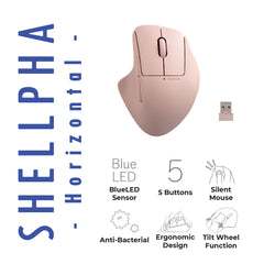 SHELLPHA Wireless USB Connection Mouse with Silent Click Anti-Bacterial Blue LED M-SH10/20/30DBSK Series